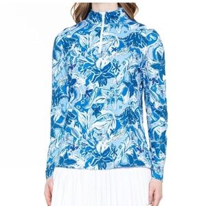 Gottex Top Women's S Athletic Golf Tennis Mock Neck 1/4 Zip closure Unique NEW